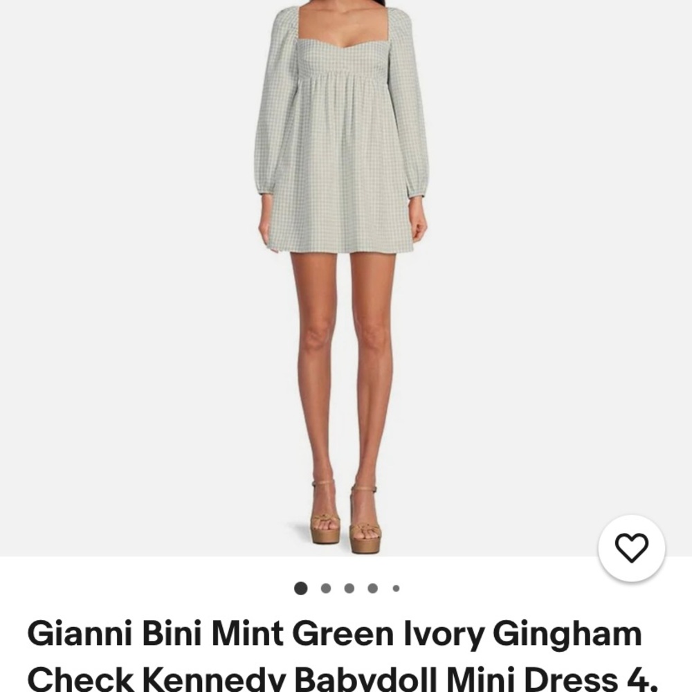 Gianni Bini Ivory Gingham Long Sleeve Dress